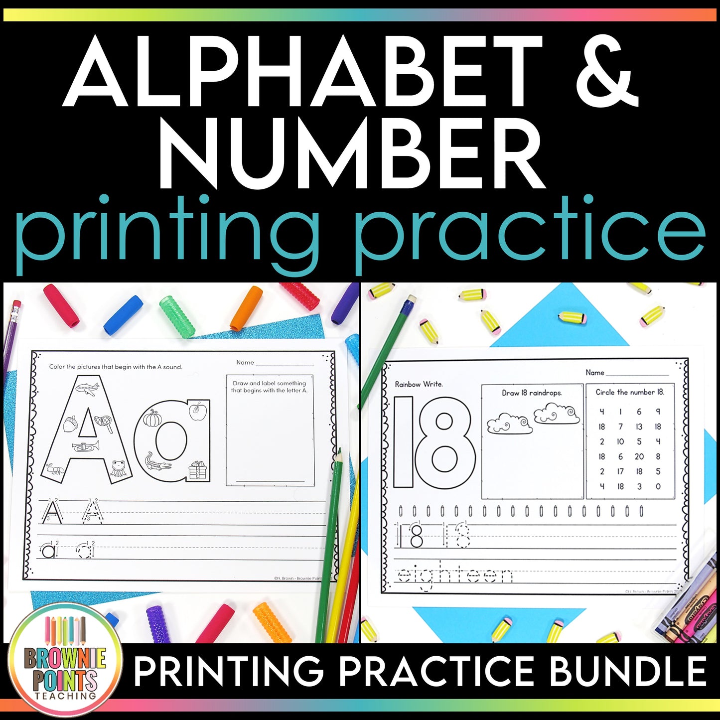 Alphabet and Number Printing Practice Bundle