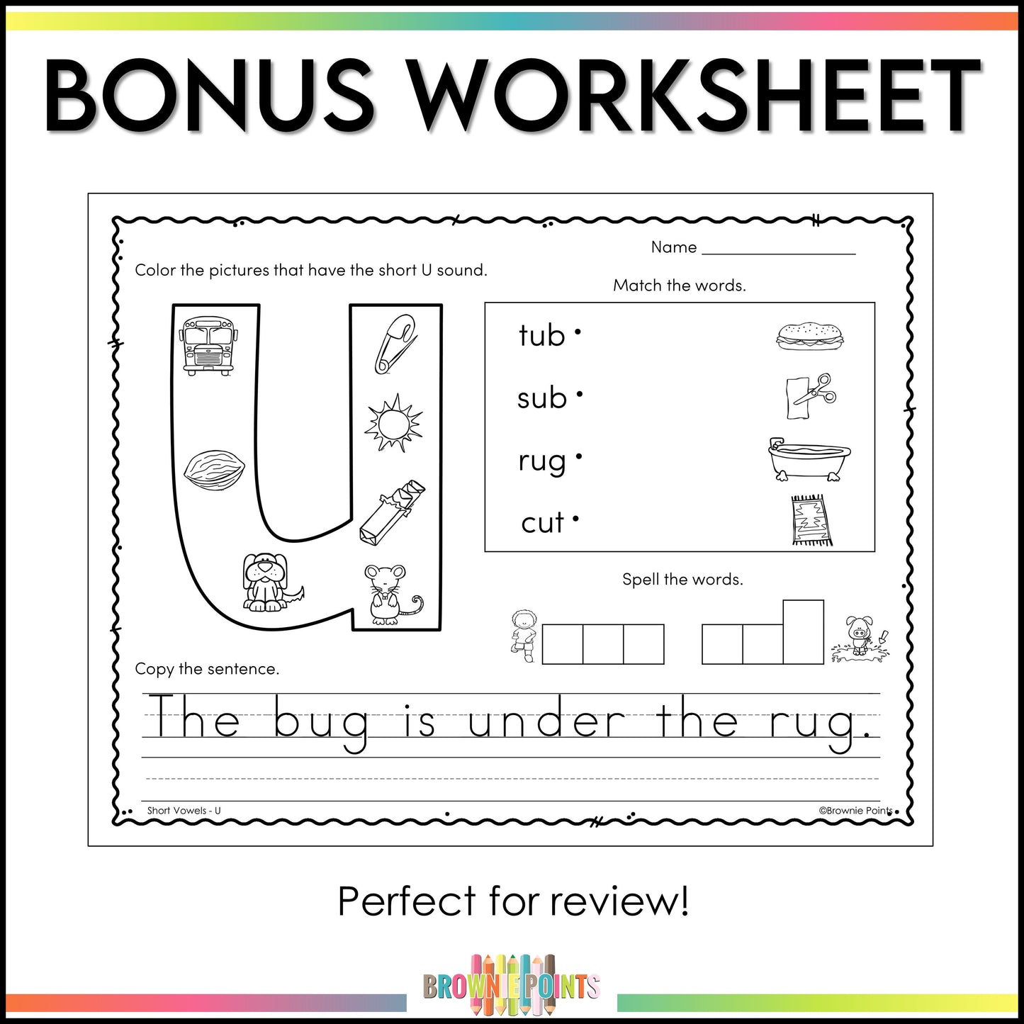 CVC Words PowerPoint Game - Short U