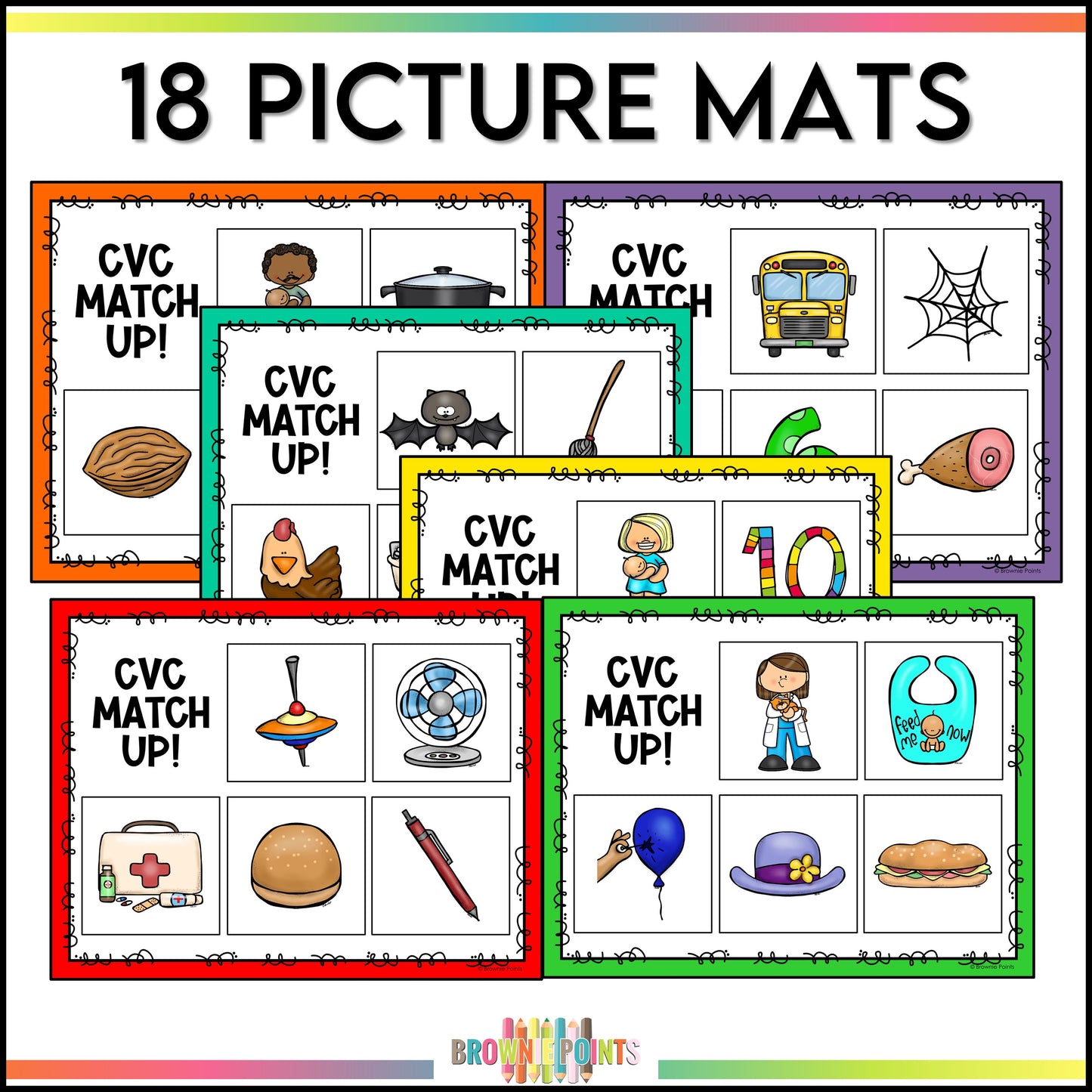 CVC Words Matching Mats