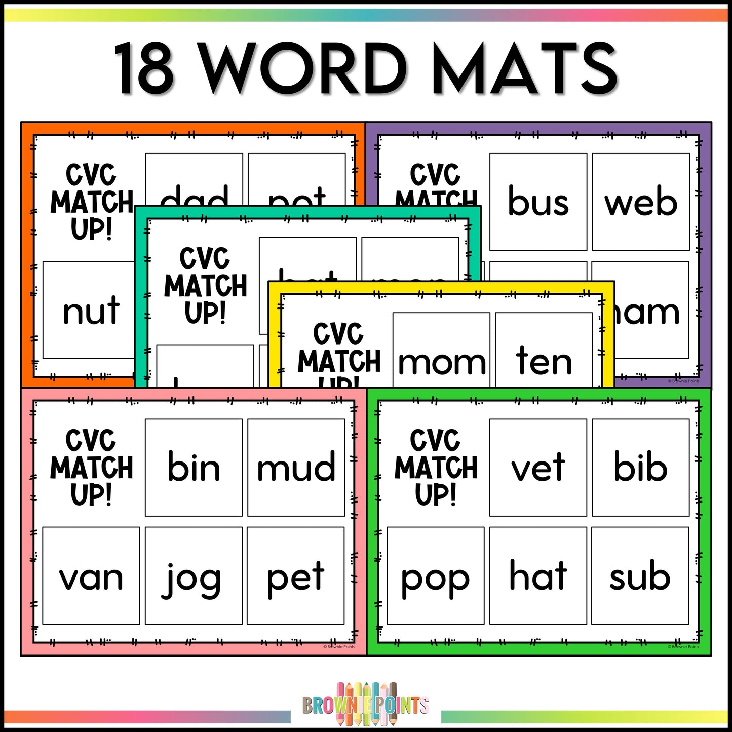 CVC Words Matching Mats