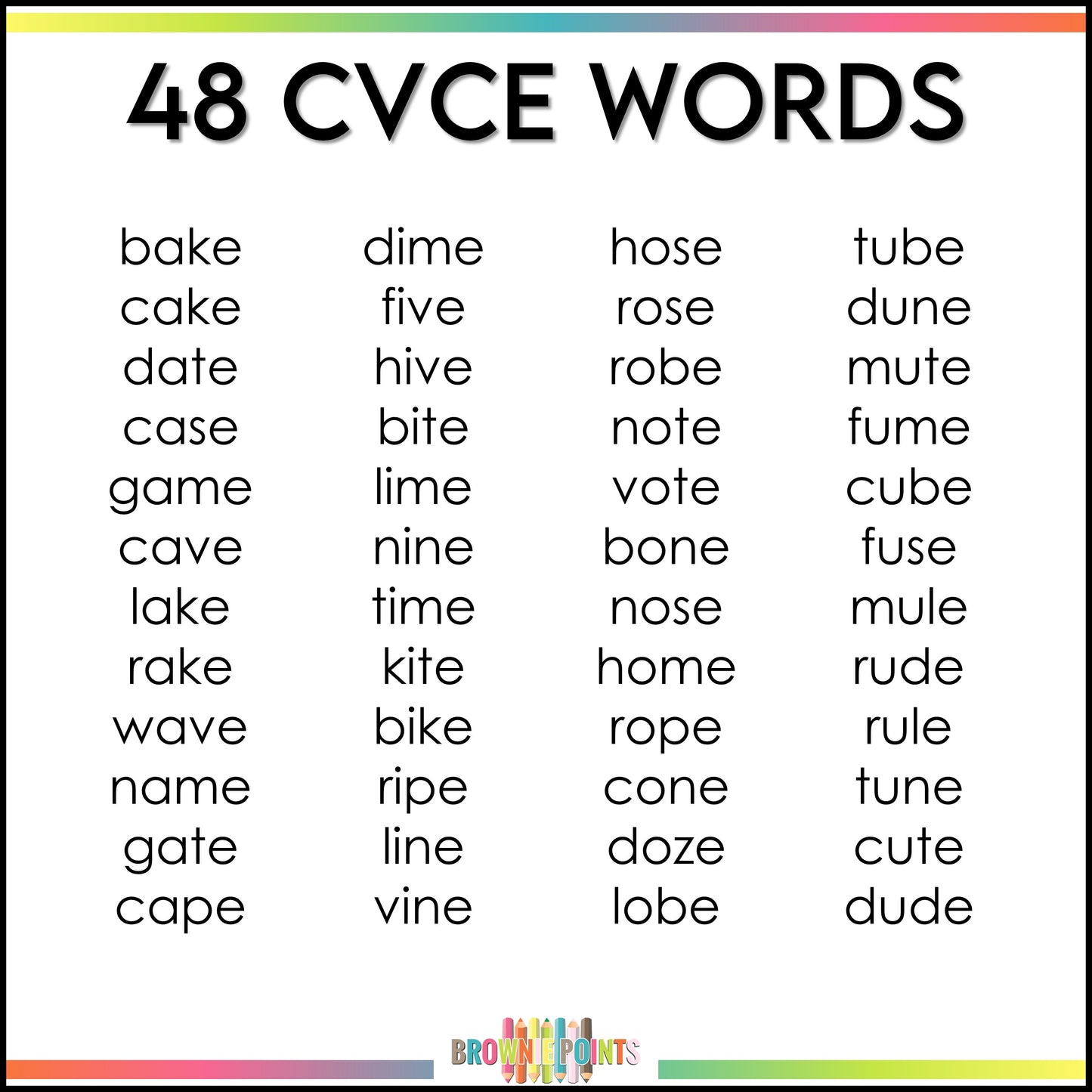 CVCe Words Matching Mats