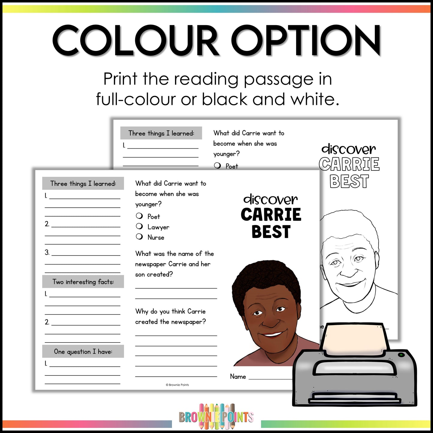 Carrie Best Trifold Biography