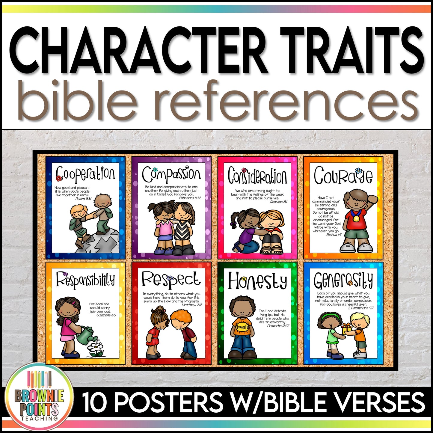 Character Traits and Bible Verses Posters
