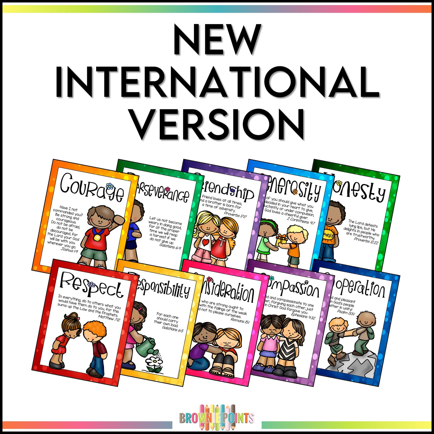 Character Traits and Bible Verses Posters