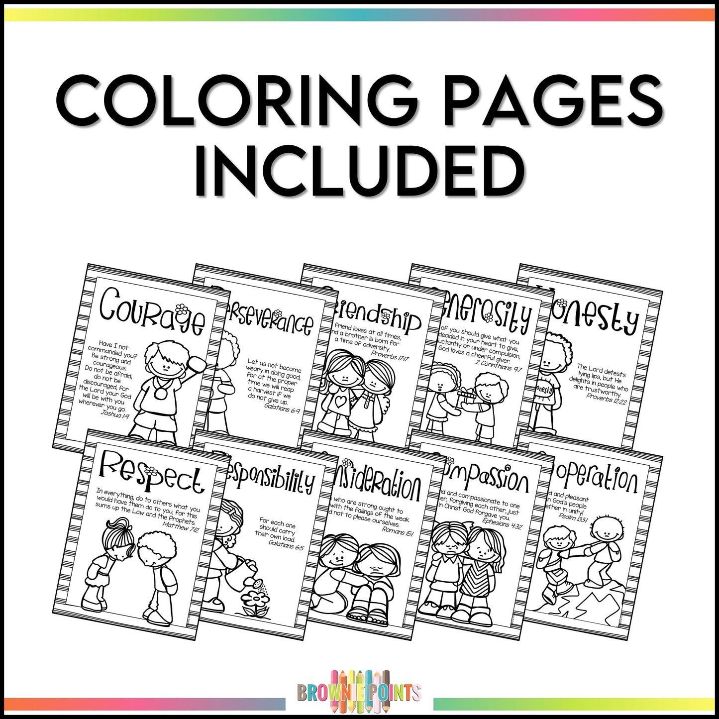 Character Traits and Bible Verses Posters