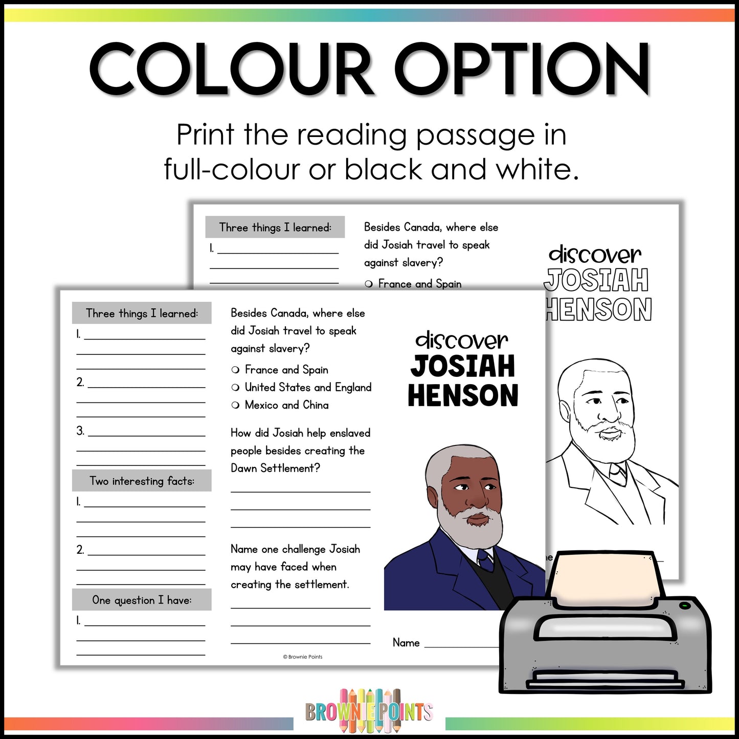 Josiah Henson Trifold Biography
