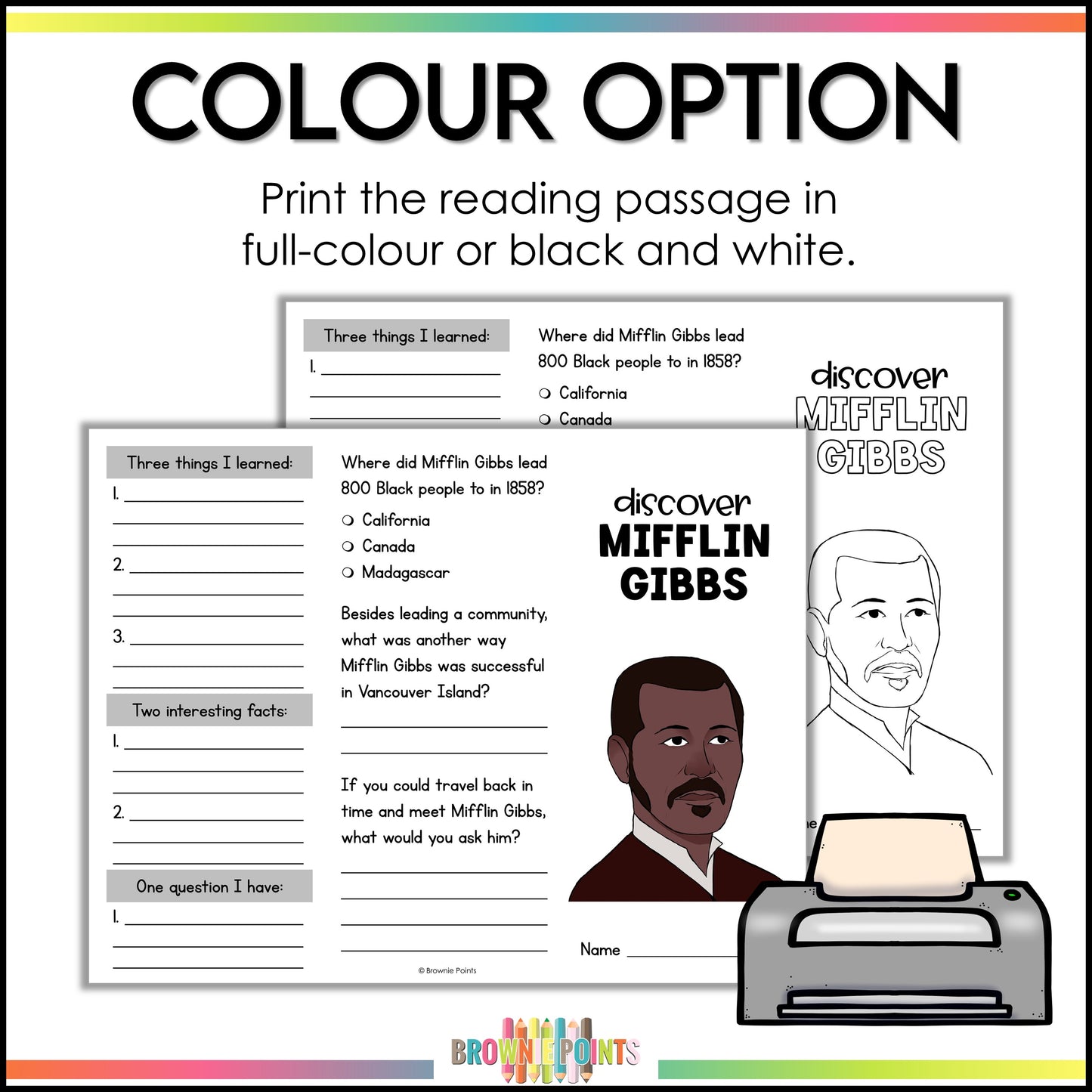 Mifflin Gibbs Trifold Biography