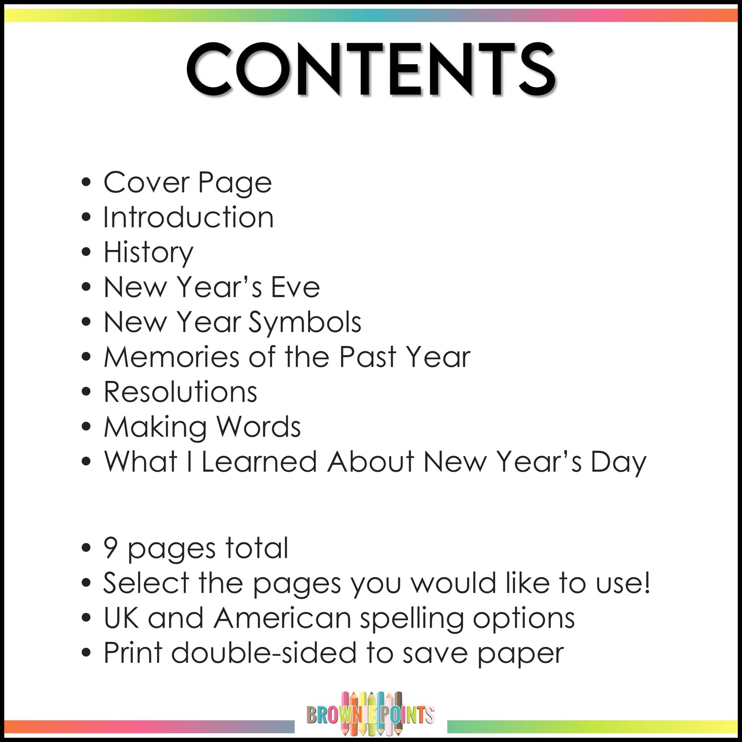 New Year's Day Mini Book