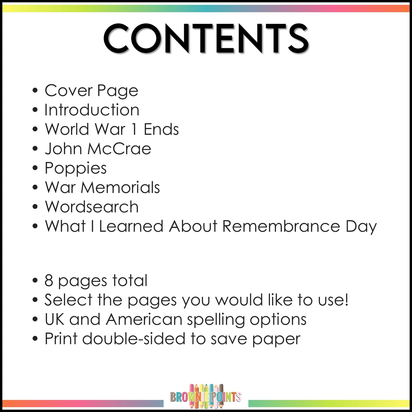 Remembrance Day Canada Mini Book