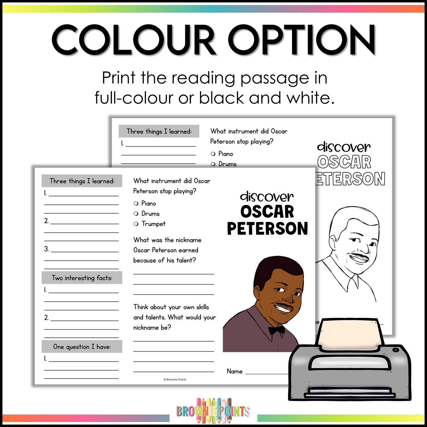 Oscar Peterson Trifold Biography