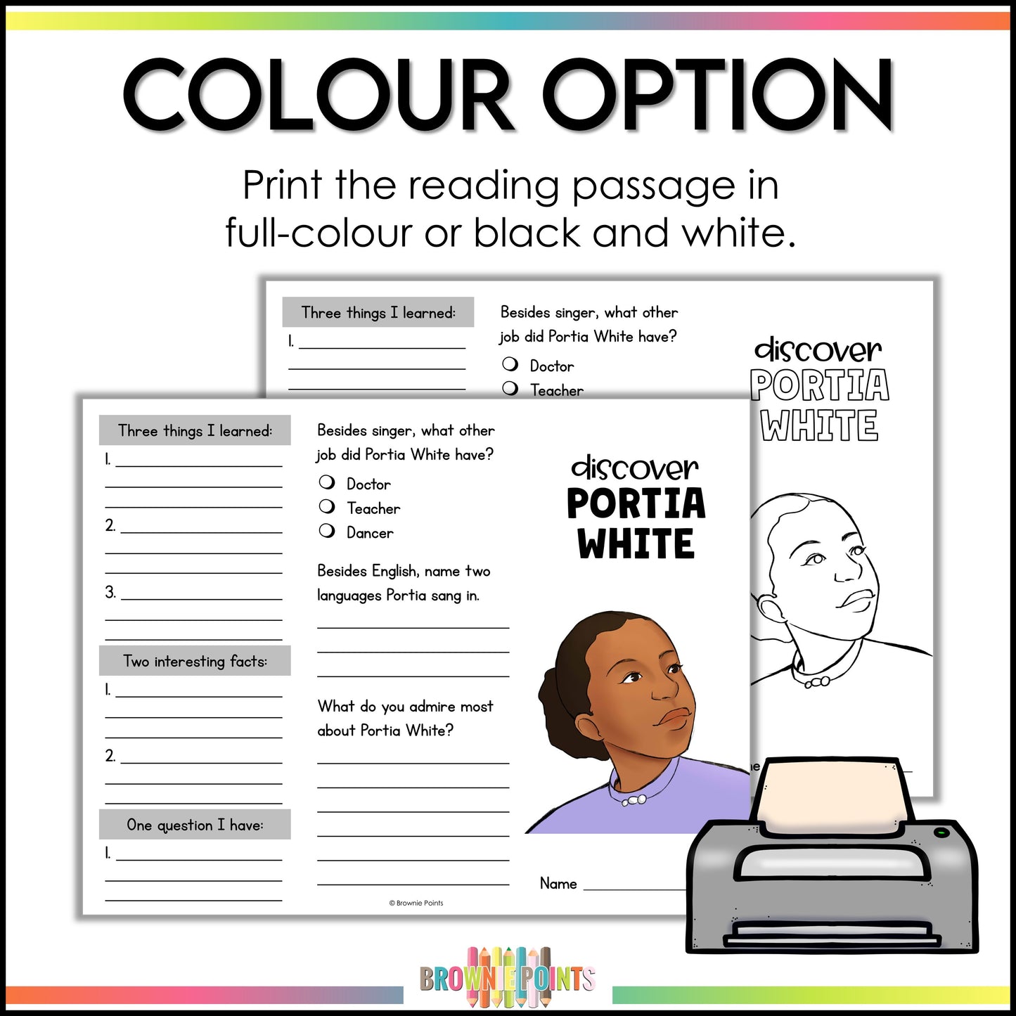 Portia White Trifold Biography
