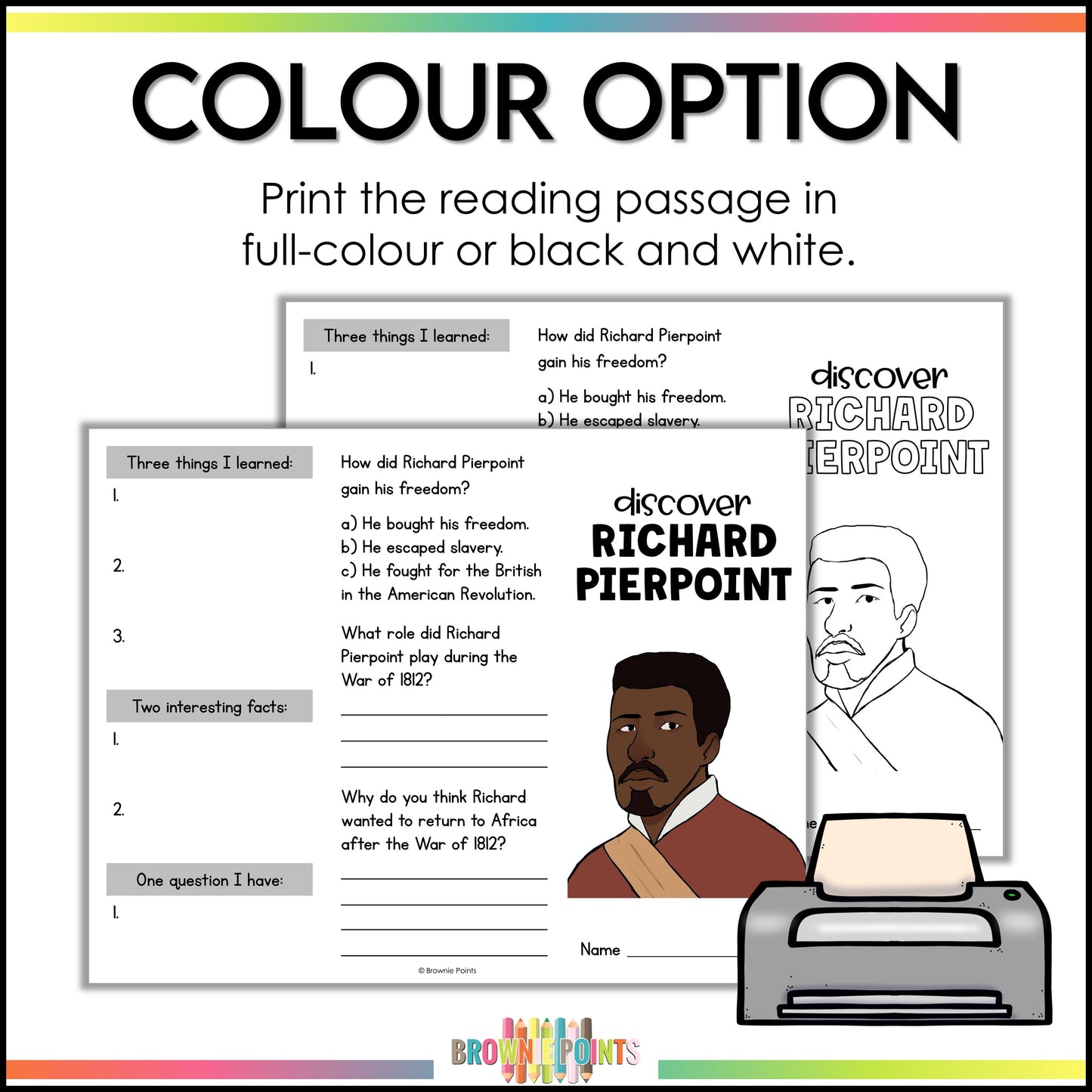 Richard Pierpoint Trifold Biography