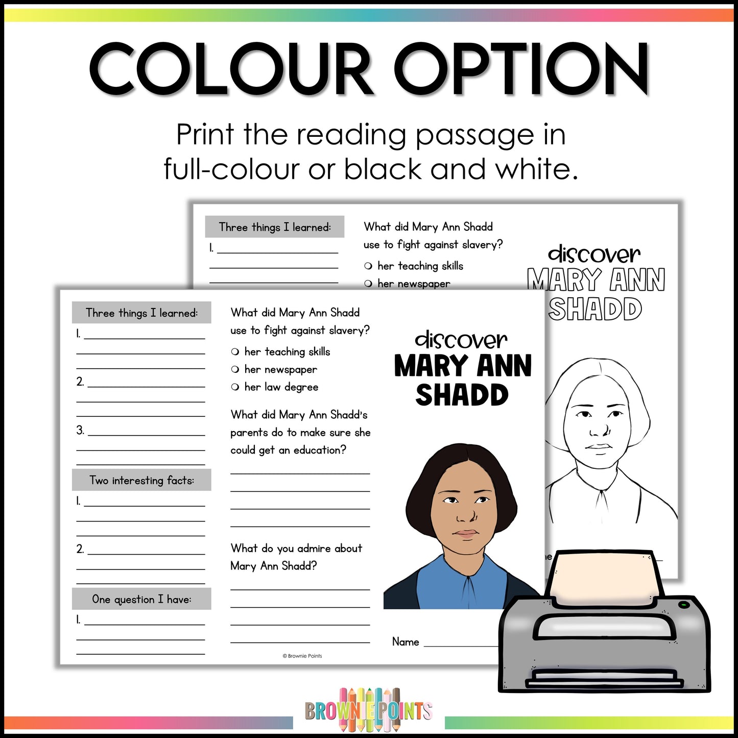 Mary Ann Shadd Trifold Biography