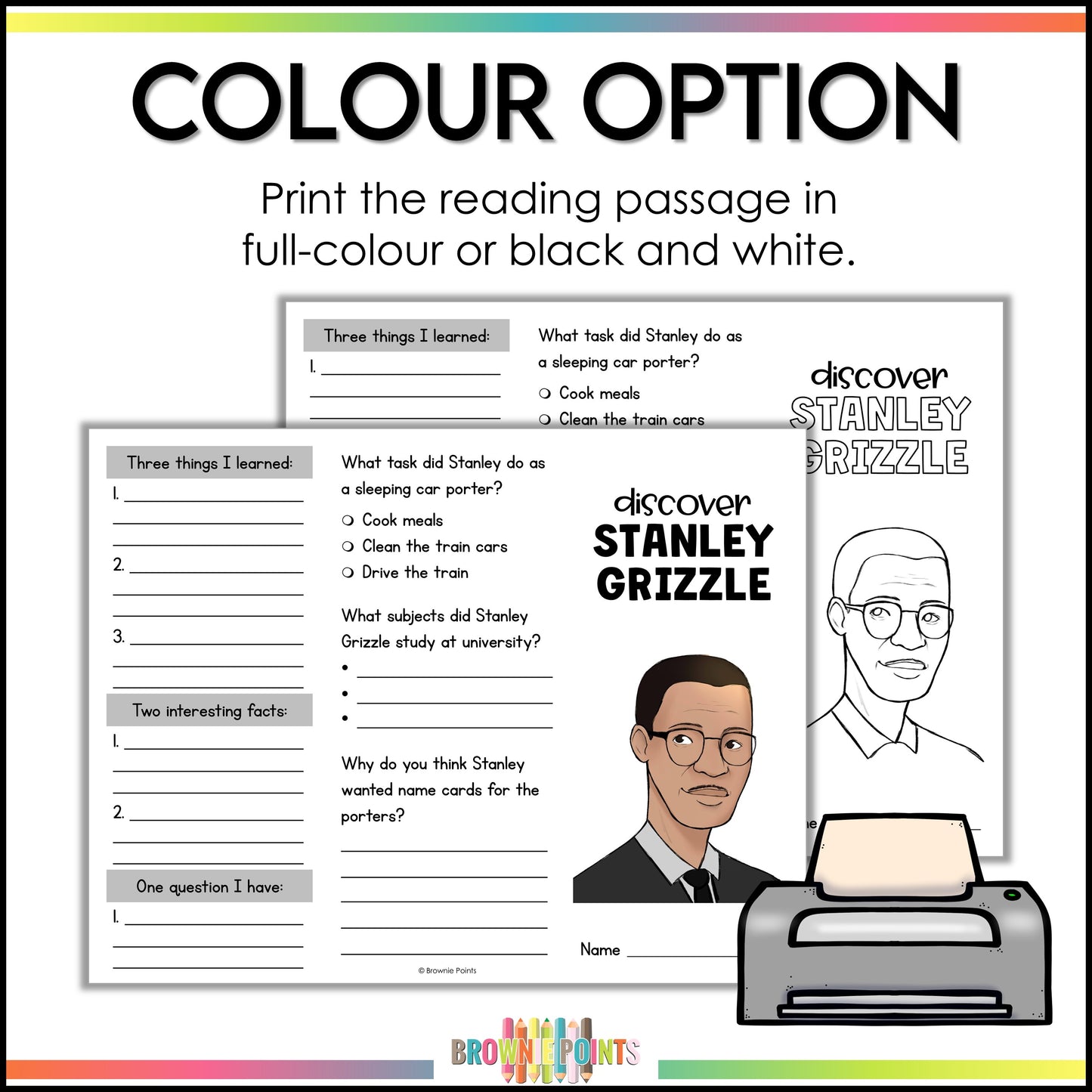 Stanley Grizzle Trifold Biography