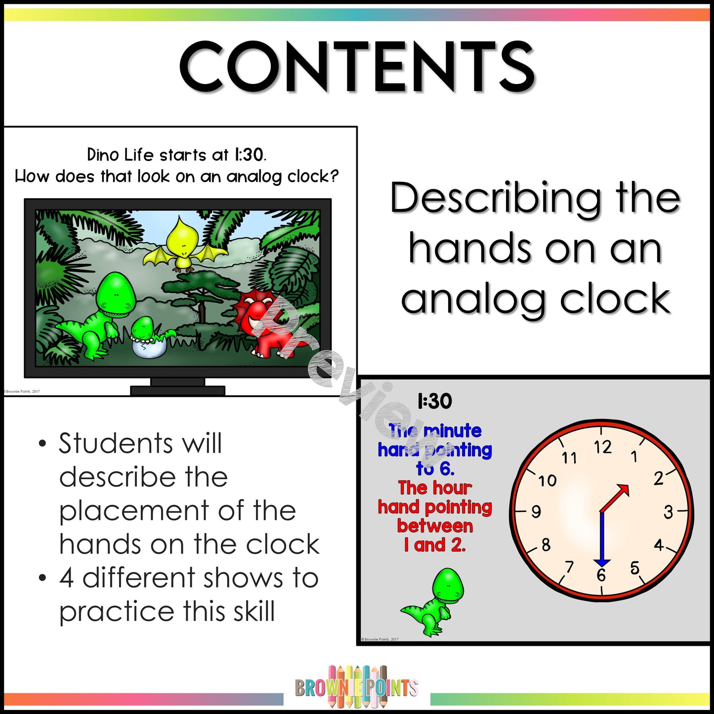 Telling Time to the Hour, Half Hour, and Quarter Hour PowerPoint Game