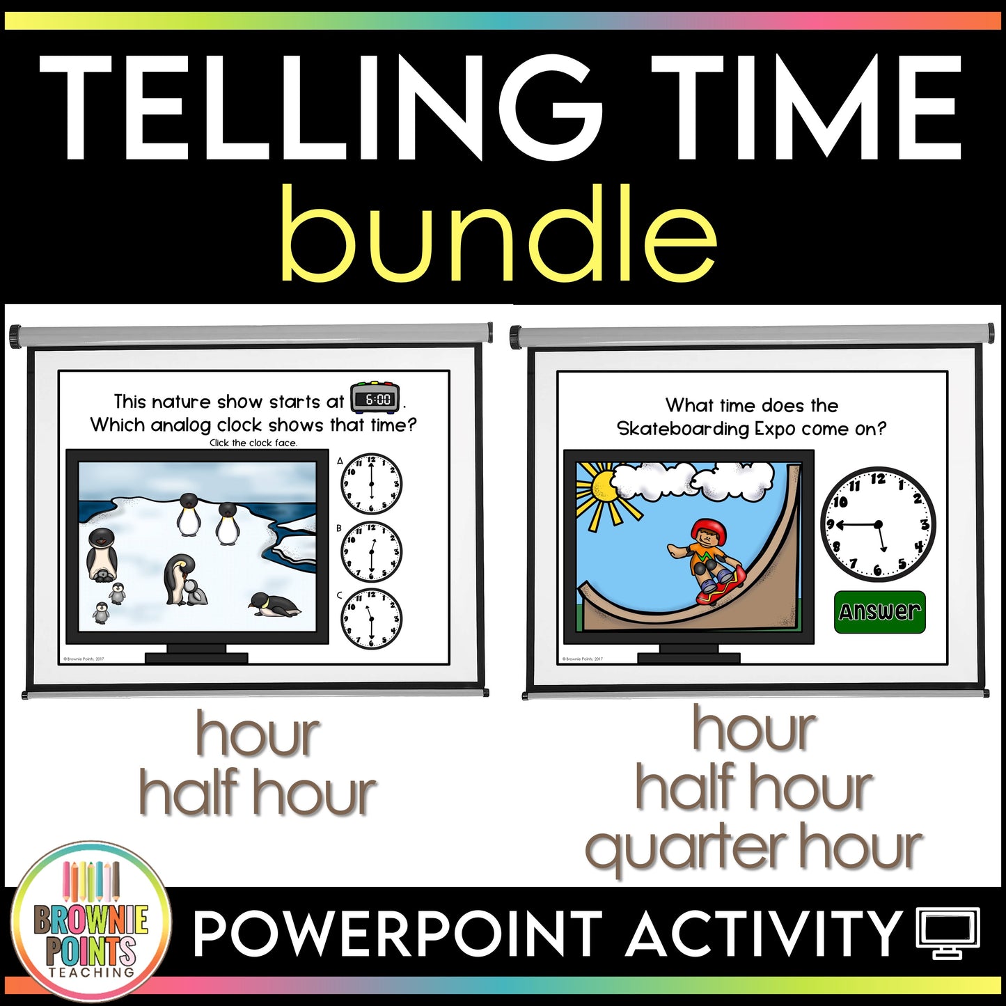 Telling Time PowerPoint Games Bundle