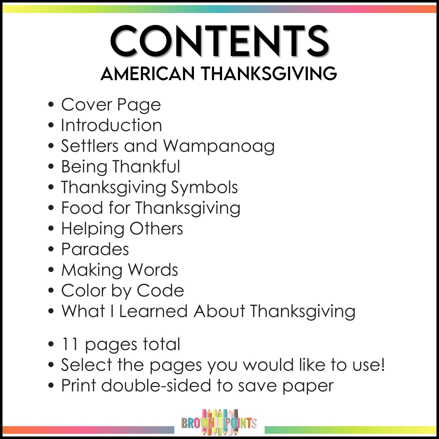 Thanksgiving Mini Book