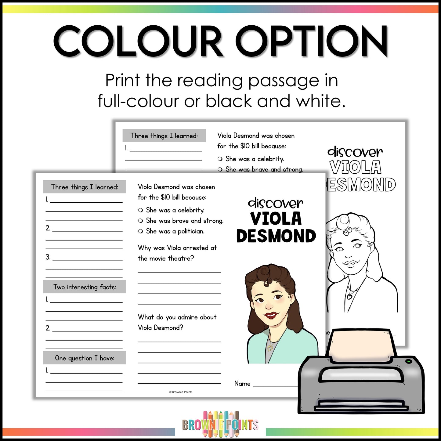 Viola Desmond Trifold Biography