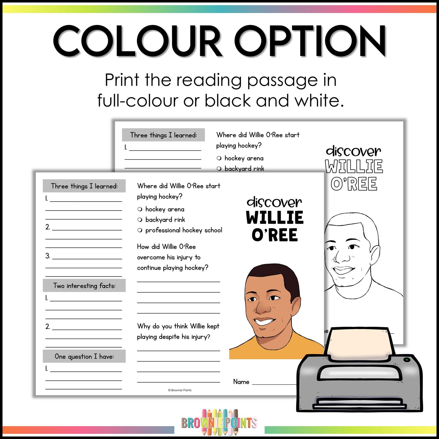 Willie O'Ree Trifold Biography
