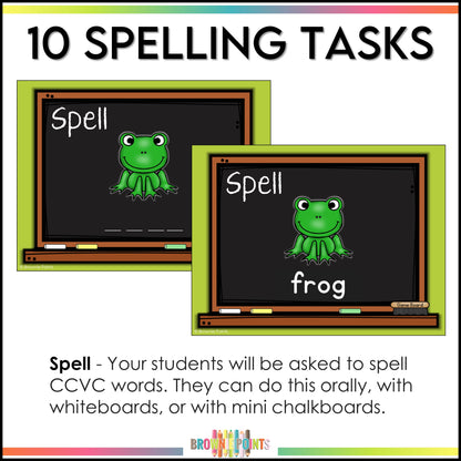 CCVC Words PowerPoint Game - Beginning Consonant Blends and Digraphs