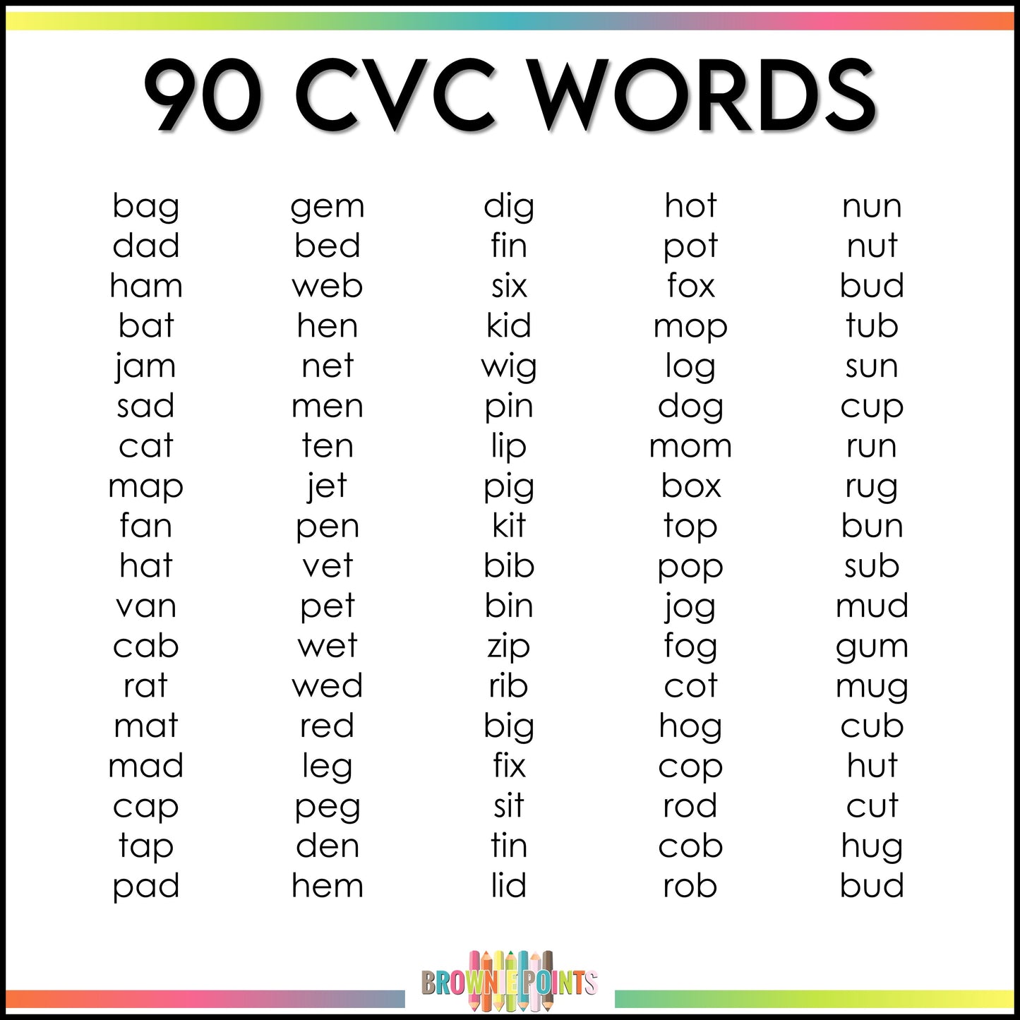 CVC Words Matching Mats