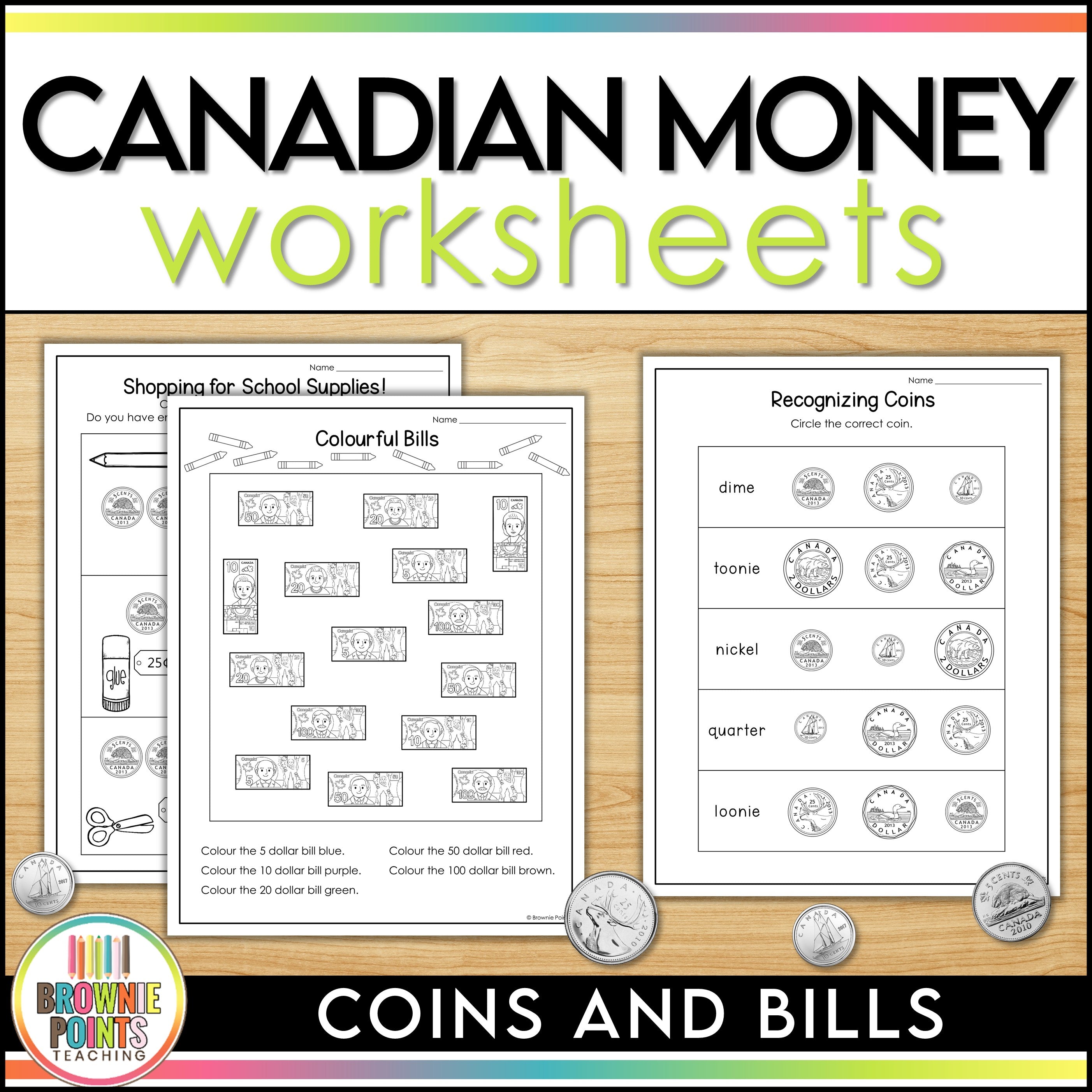 Canadian Coin Worksheets Kindergarten Canadian Coins For Kindergarten: