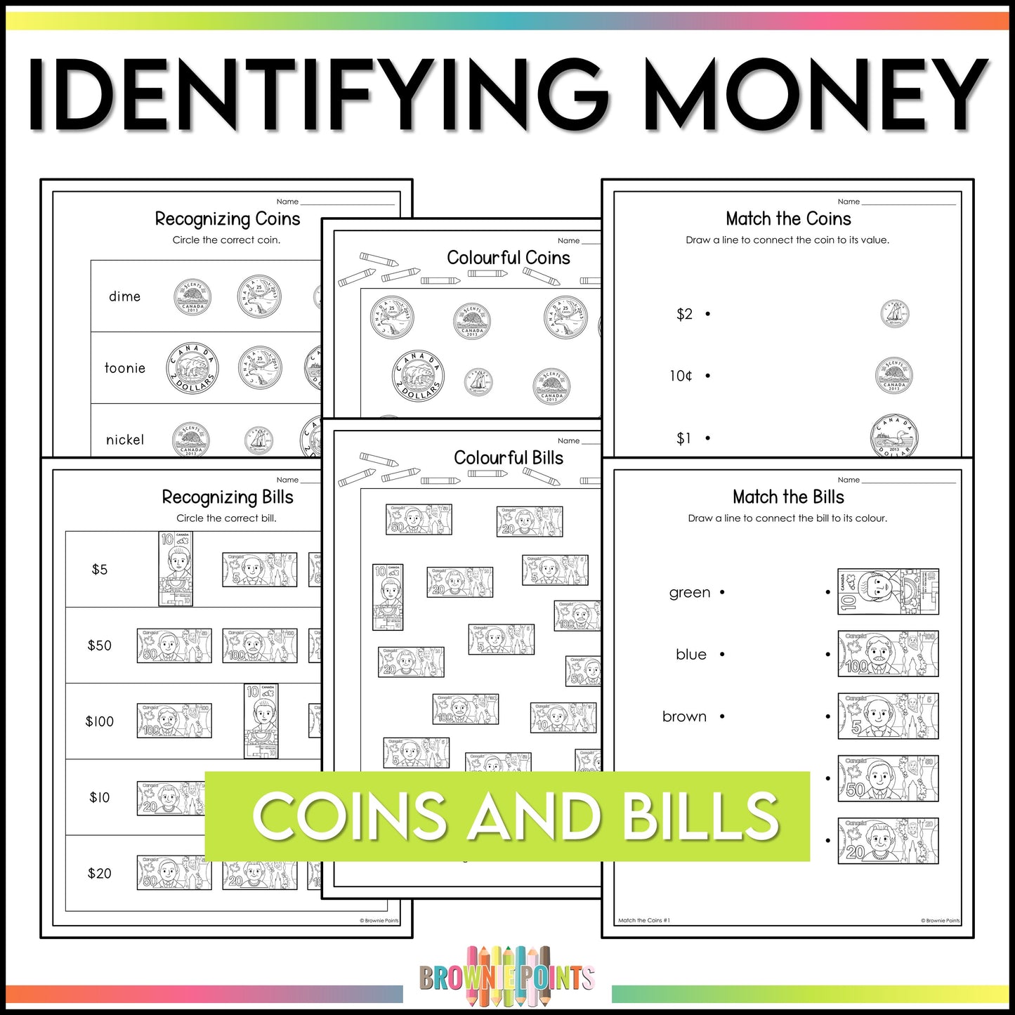 Canadian Money Activities - Coins and Bills