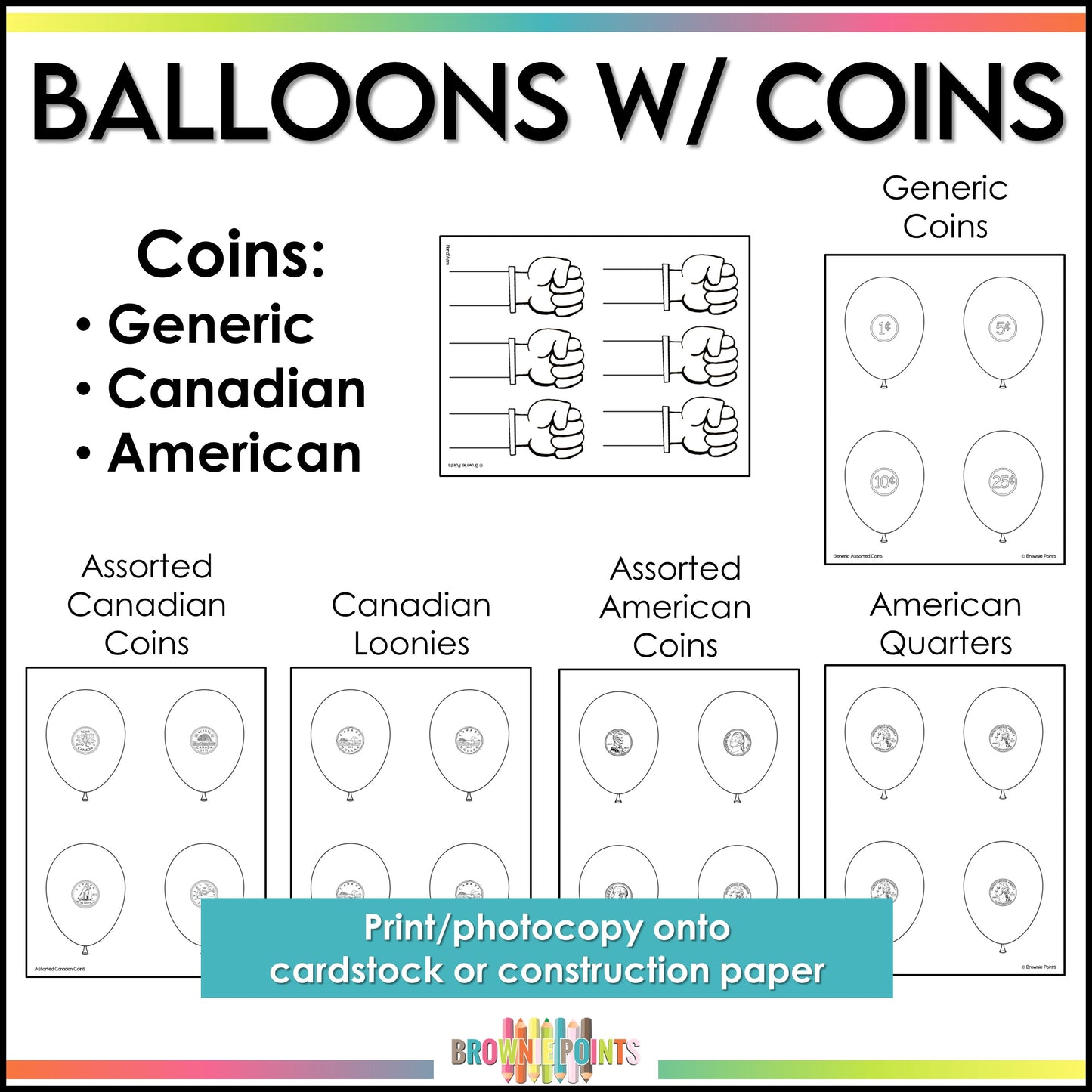 Counting Coins Money Craft - Balloon Themed