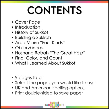 Sukkot Mini Book
