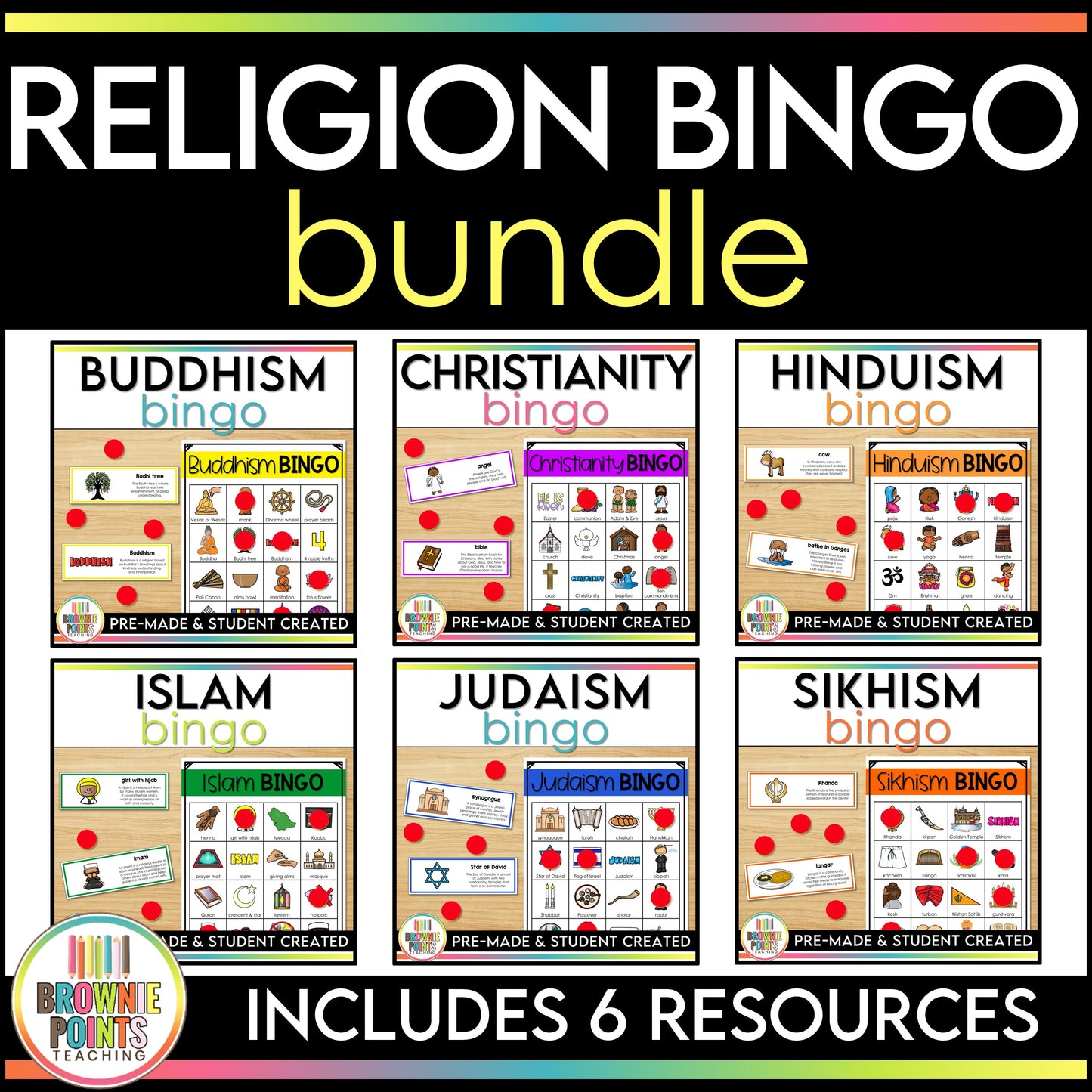 World Religions Bingo Games Bundle